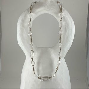 New Smooth Polished Crystal and Sterling Silver Necklace